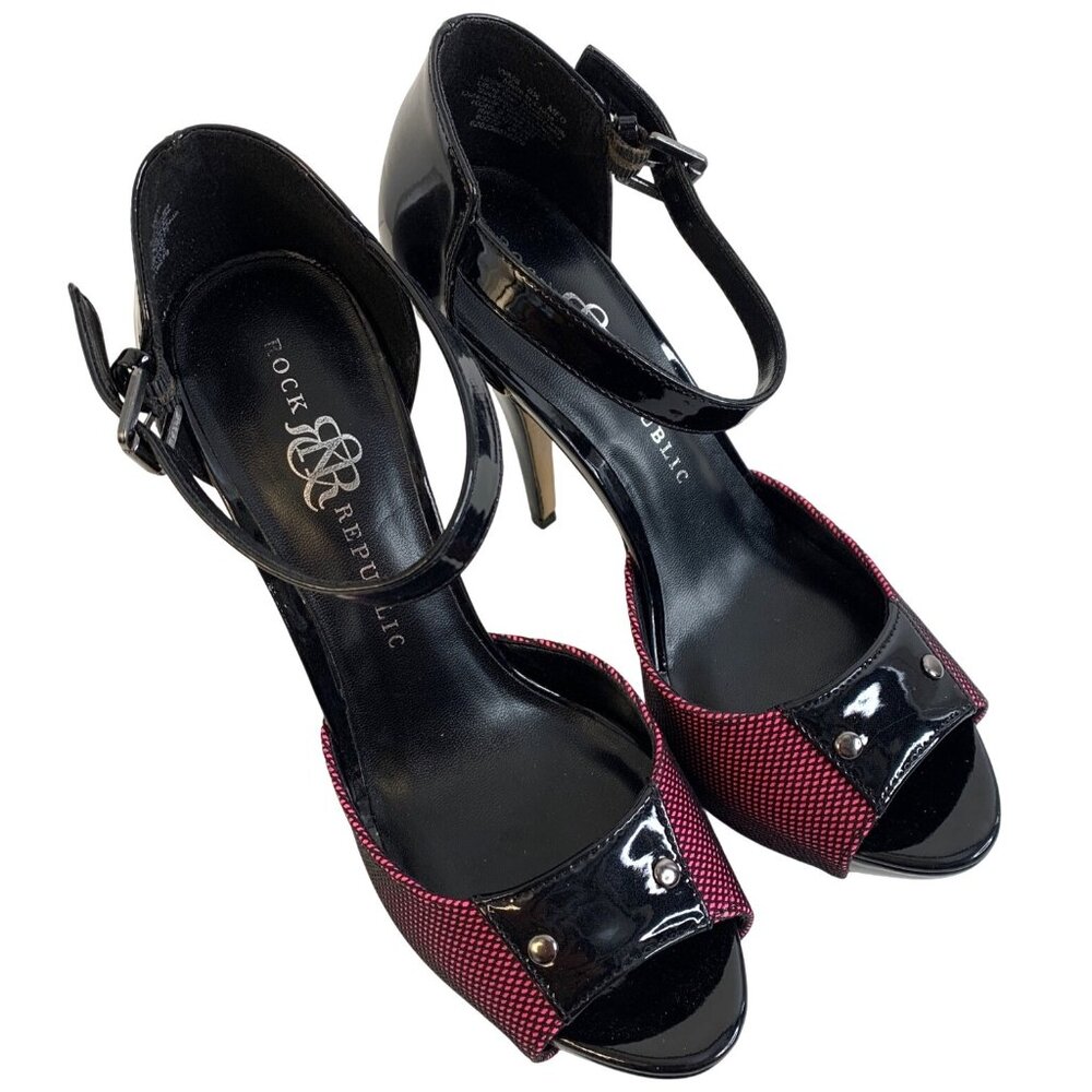 Rock & Republic Black & Pink Open Toe Stiletto Platform Heels Size 8.5 M EUC - Picture 2 of 14